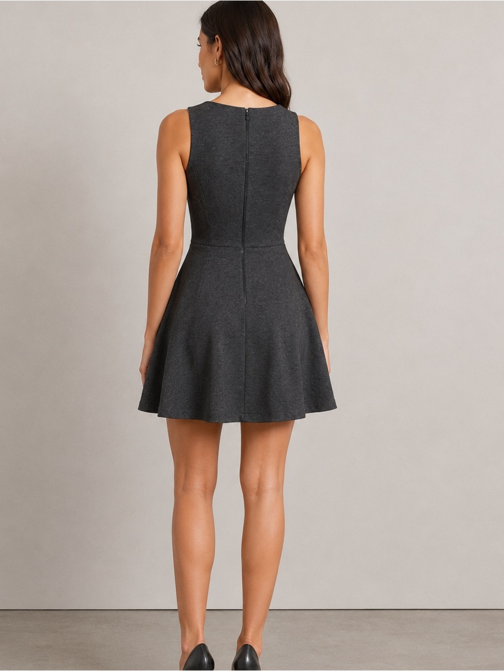 Alice + Olivia Viscose Charcoal Fit & Flare Sleeveless Dress Small